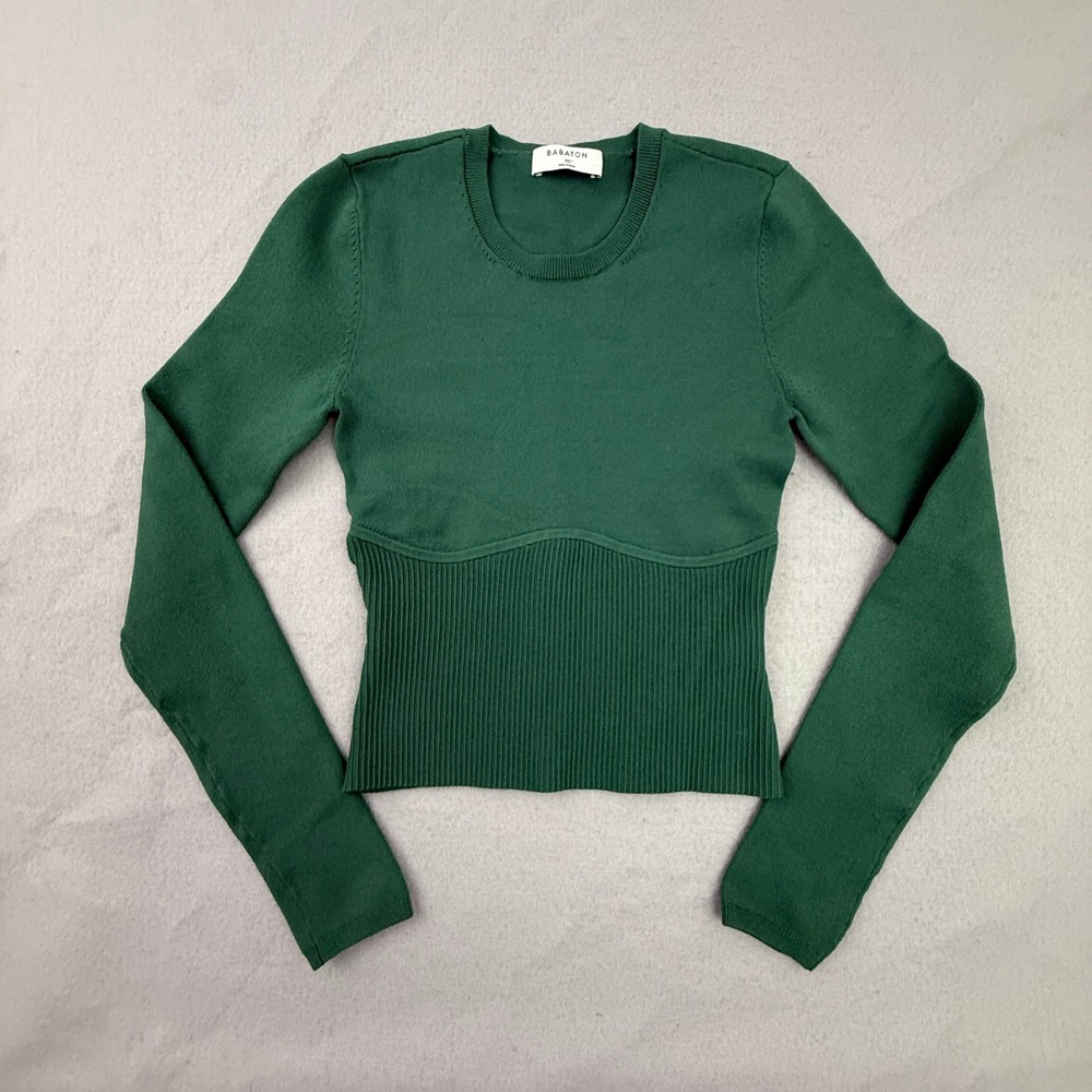 Babaton Aritzia Sculpt Knit Empire Longsleeve Sweater Women XS Green Long Sleeve
